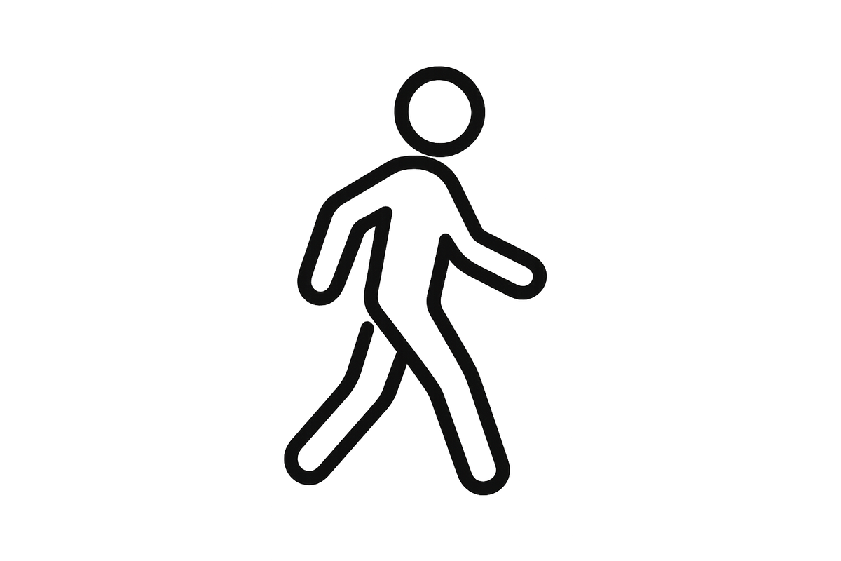 an icon on a person walking