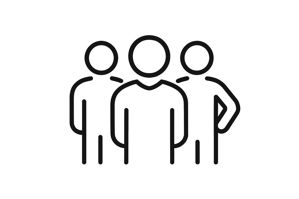 icon of silhouttes outlines of 3 people