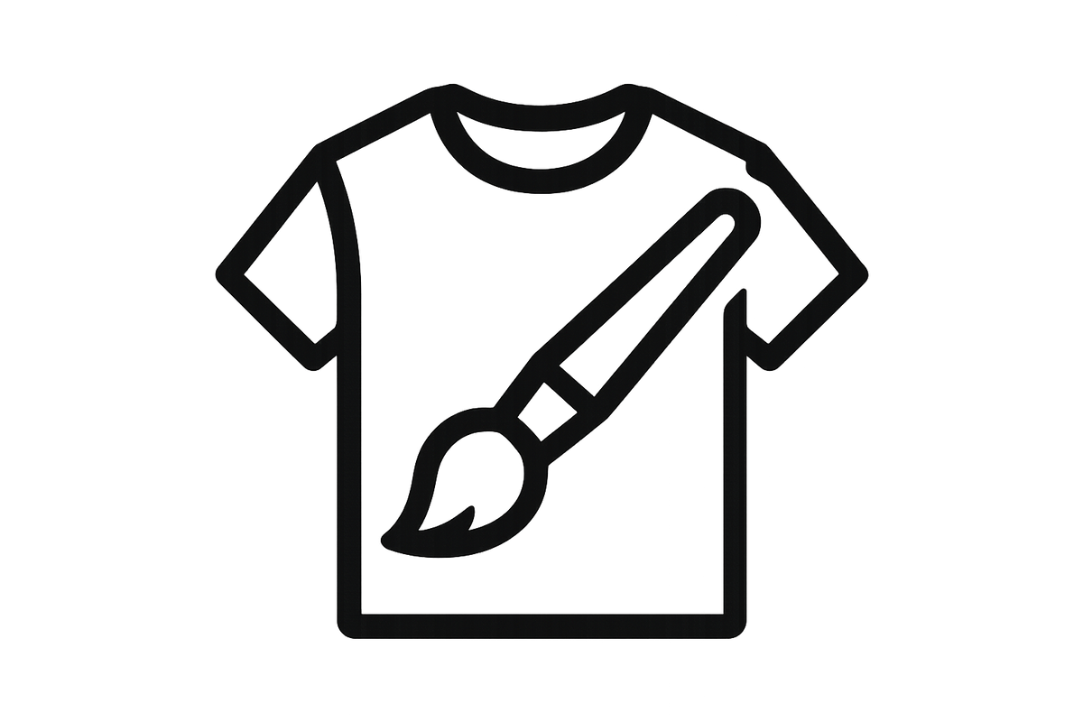 black and white icon of Paintbrush on Shirt